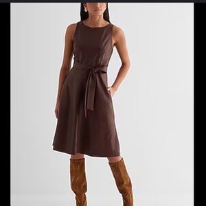 Express mocha faux leather dress